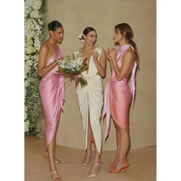 Baobab Mia Plunge V-Neck Gathered Midi Sheath Dress, NWT - Picture 14 of 15